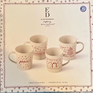NIB-Royal Doulton Red and White Festive Mugs